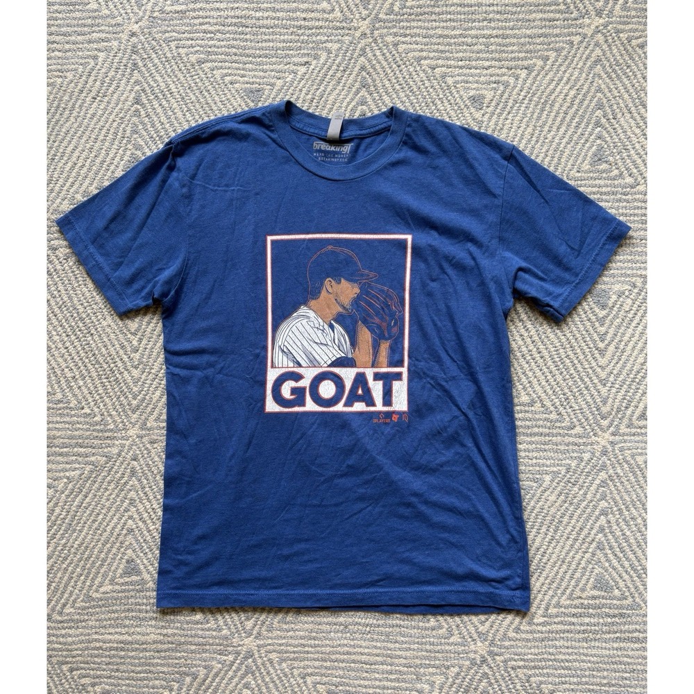 Breaking T Jacob DeGrom GOAT New York Mets T-Shirt - Blue - Medium‎